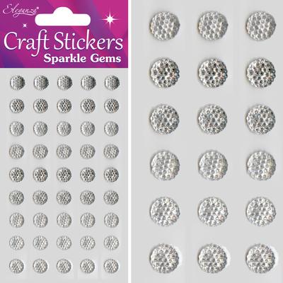 Eleganza Stickers Sparkle Gem Dots 8mm x 45pcs Clear/Silver No.43 - Craft